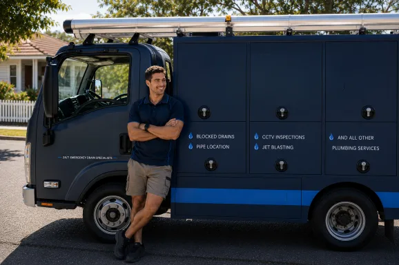 Plumber standing beside a service van in Kenthurst