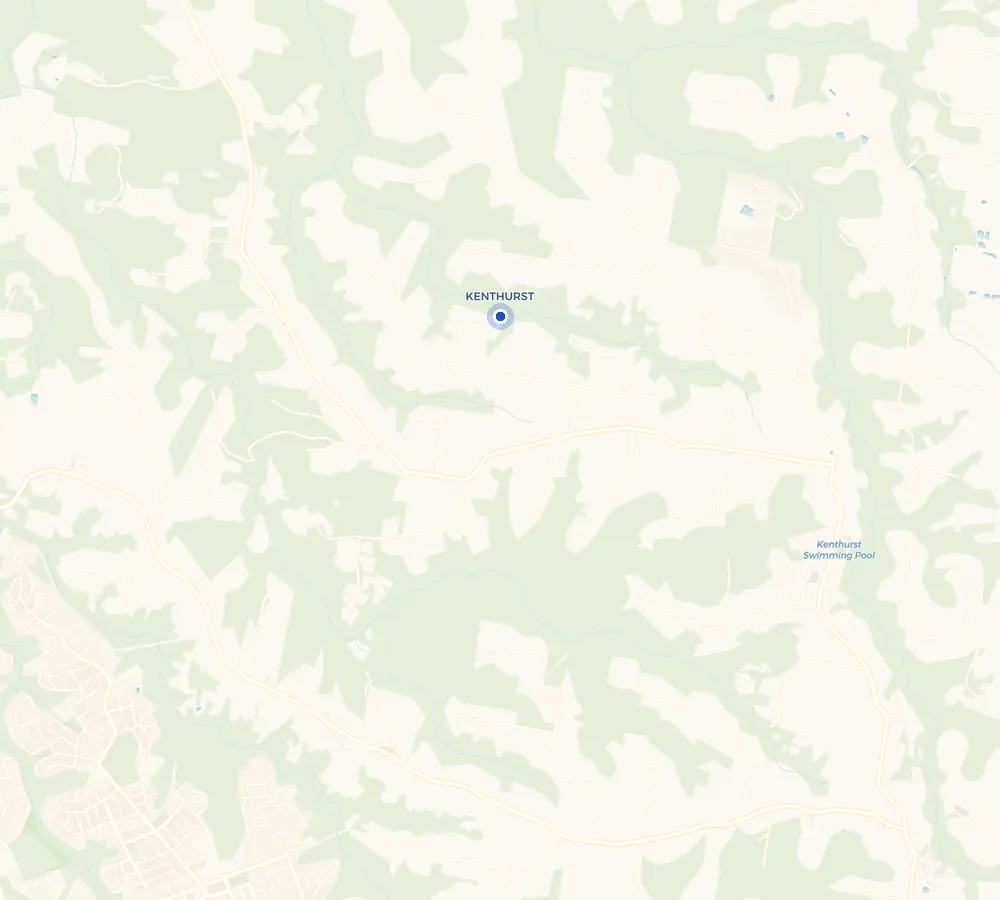 Map of the Kenthurst service area and the surrounding Hills District, showing Kenthurst and the nearby streets we cover.