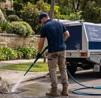 Cutting tree roots out of a Kenthurst drain